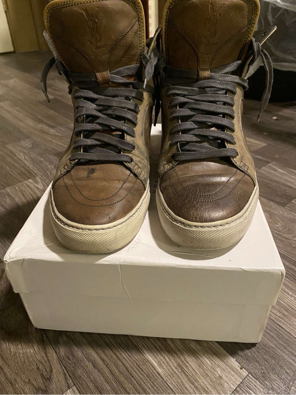 Saint Laurent OG Old Men's Brown Leather High-Top Sneakers by